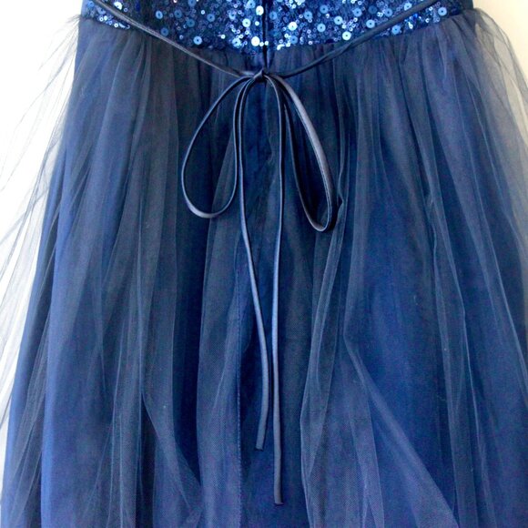 Kid's Dream Navy Blue Sequin Curly Tulle Sleeveless Knee-Length Party Dress 8-10 - Picture 6 of 10